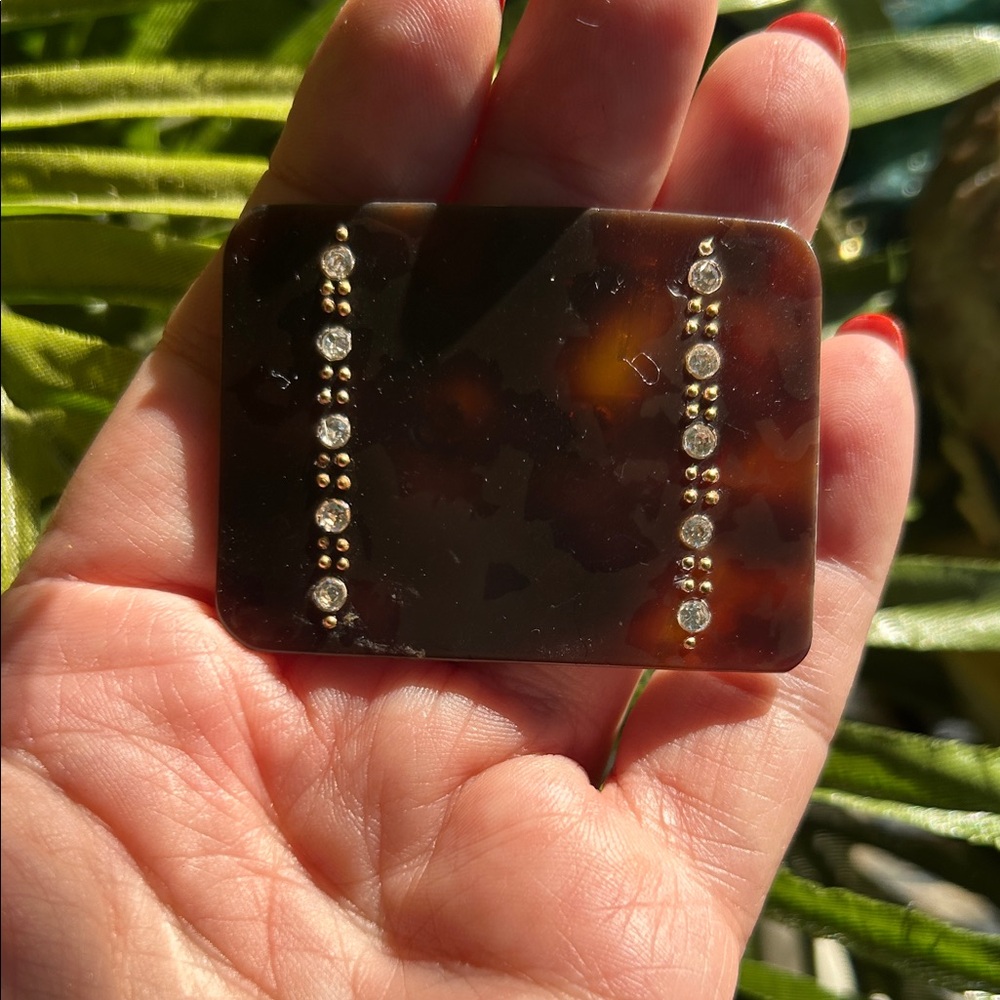 Vintage TortoiseShell Shoe Clips with Rhinestones - Picture 8 of 11